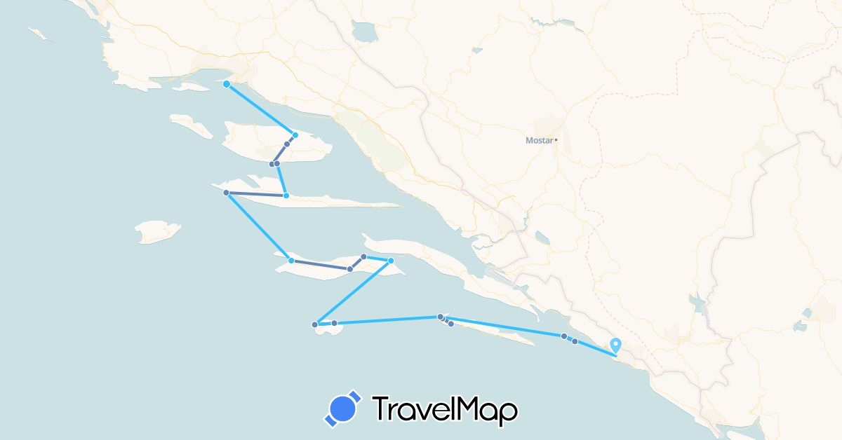TravelMap itinerary: driving, cycling, boat in Croatia (Europe)